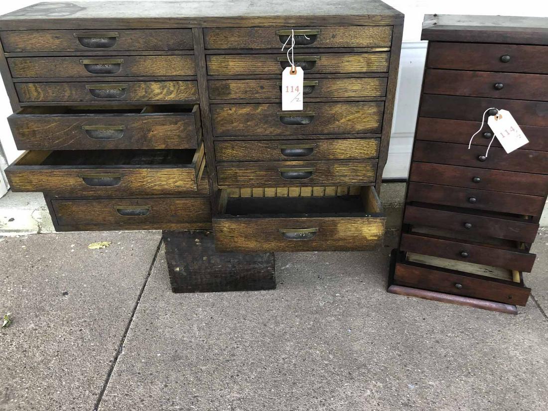Two multi drawer curio cabinets - nice older patin (1 of 2)