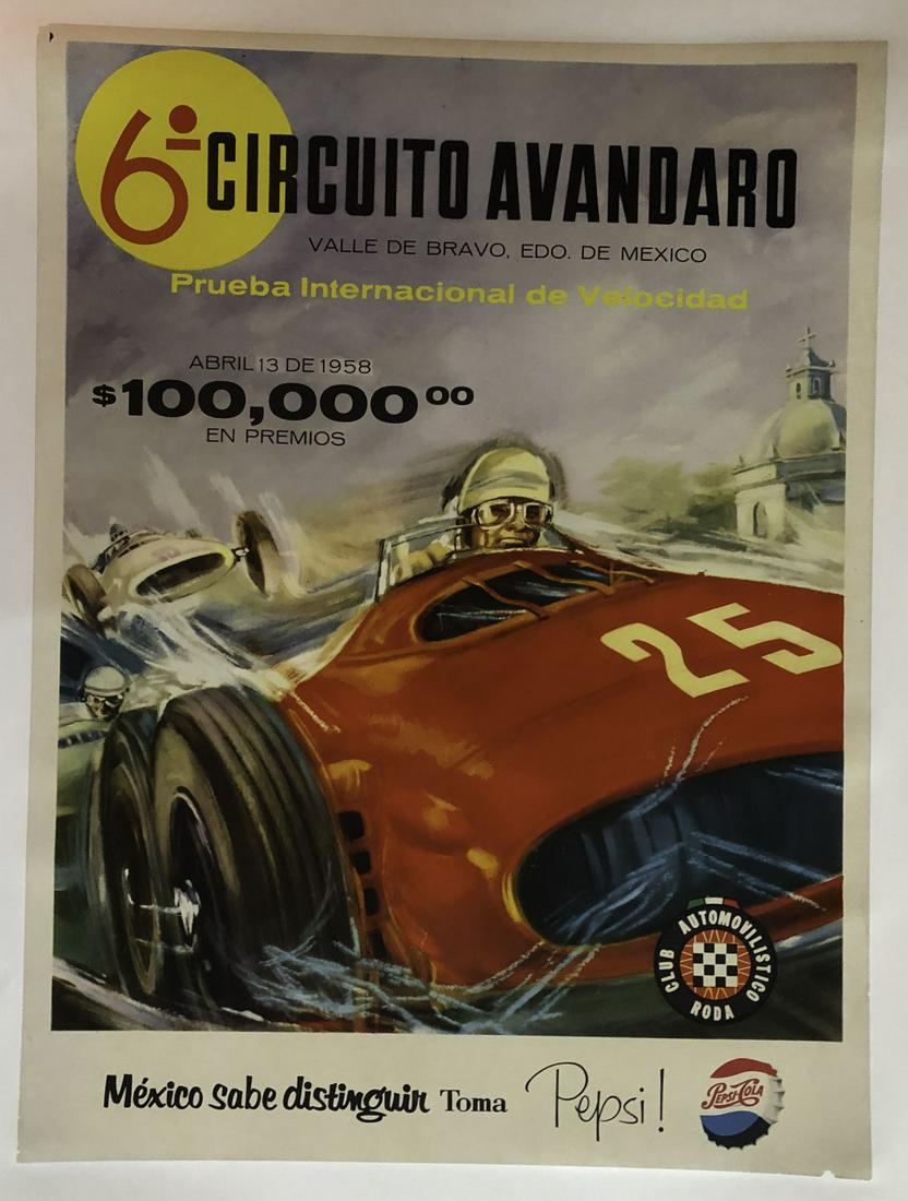 1958 6th Ciruito Avandaro Mexican original poster (1 of 1)