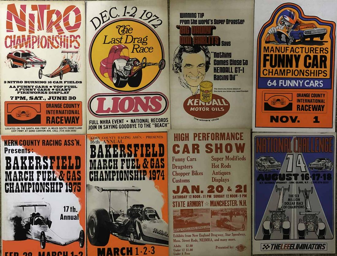 Eight 1970’s drag race related posters - 14 x 22 e (1 of 2)