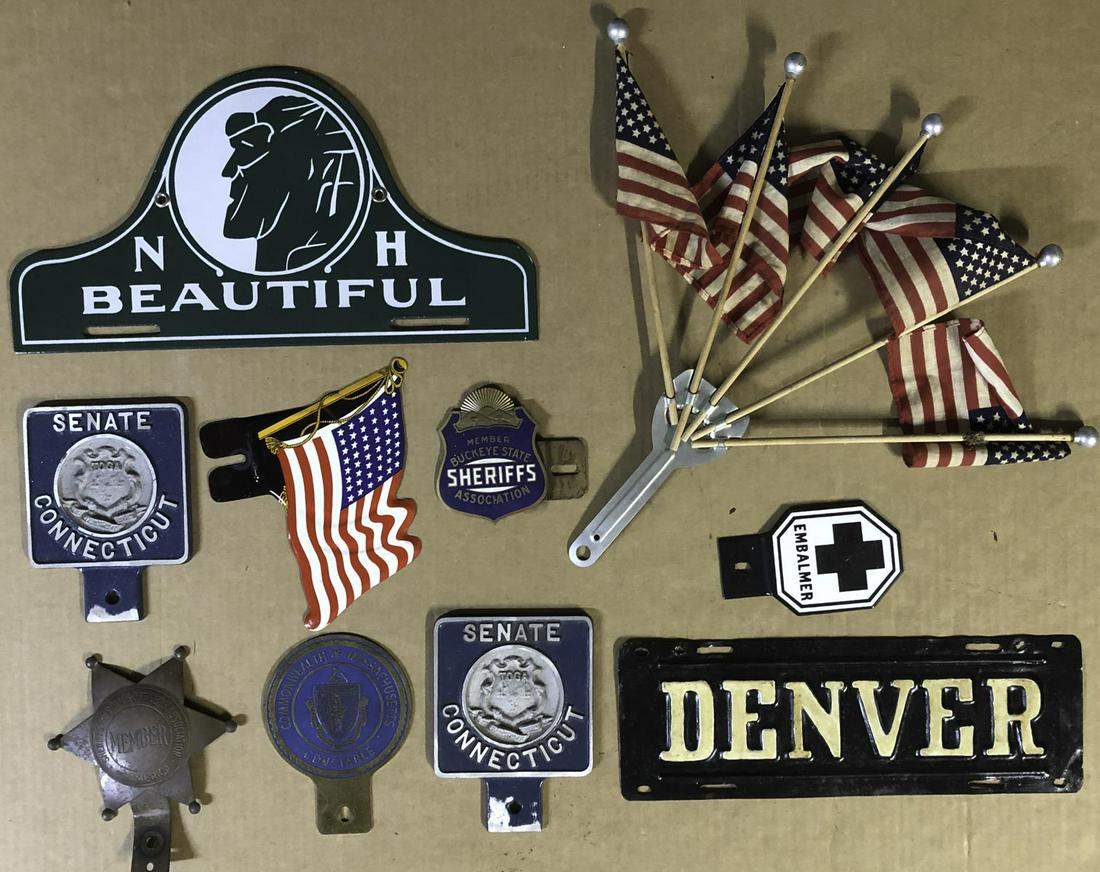 License Plate toppers and Atlantic gas pump sign (1 of 2)