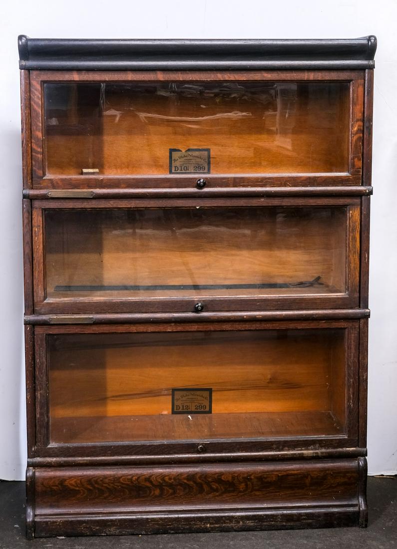 Two Oak Globe Wernicke 3 Section Stacking Bookcases 1