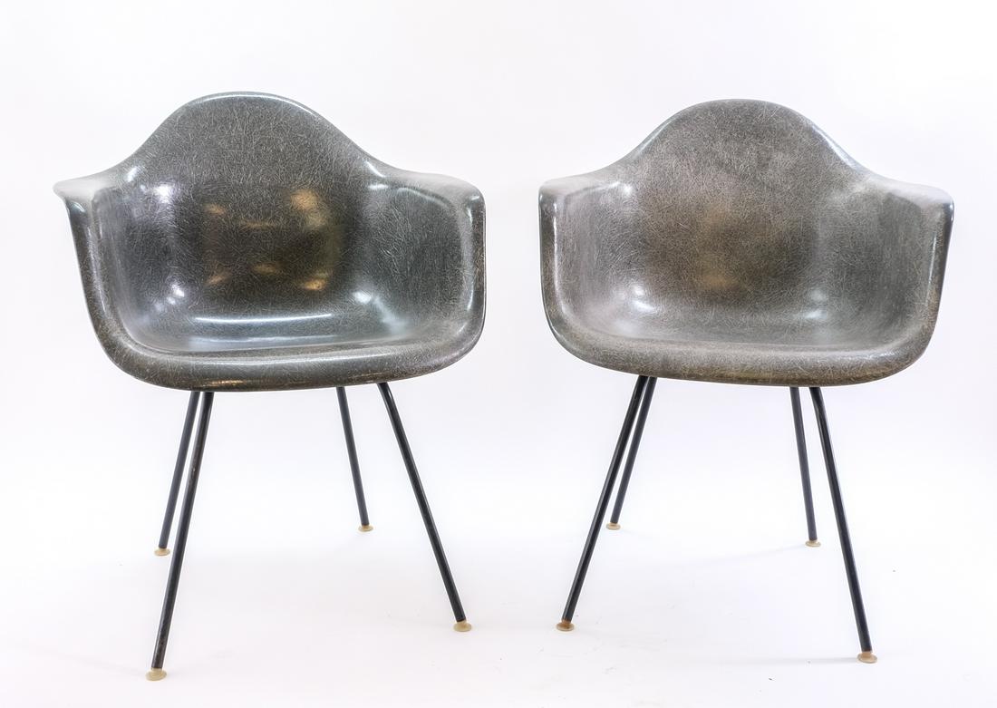 Pair Herman Miller Fiberglass Shell Arm Chairs (1 of 5)