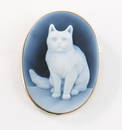 Fantastic 14K Paste Cat Cameo Pin / Pendant