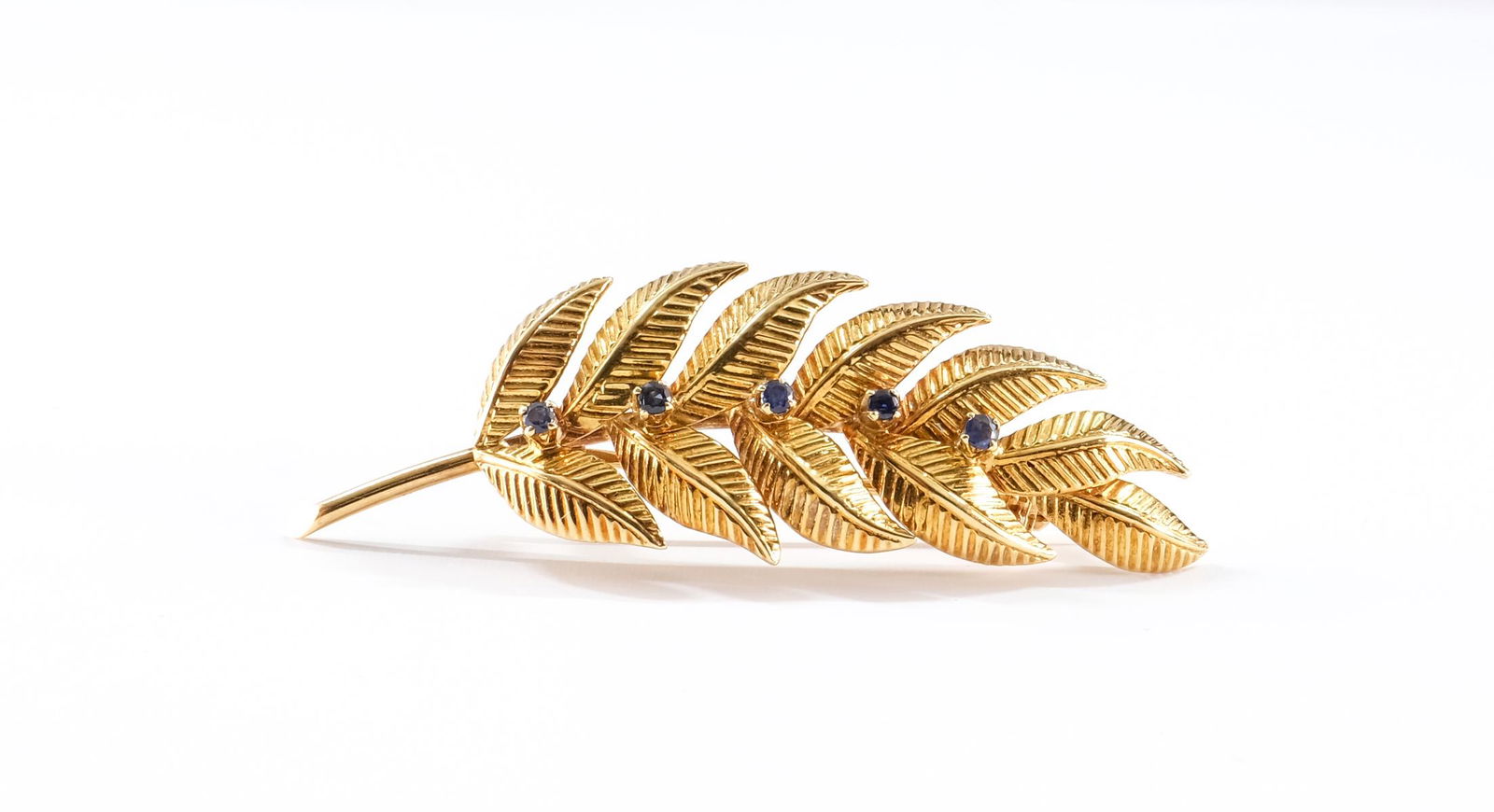Tiffany & Co. 18K Sapphire Leaf Pin (1 of 3)