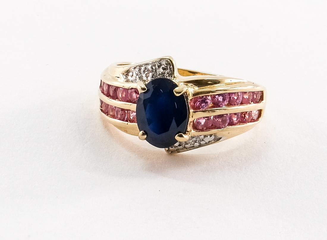 Ladies 14K Sapphire & Pink Topaz Ring (1 of 5)