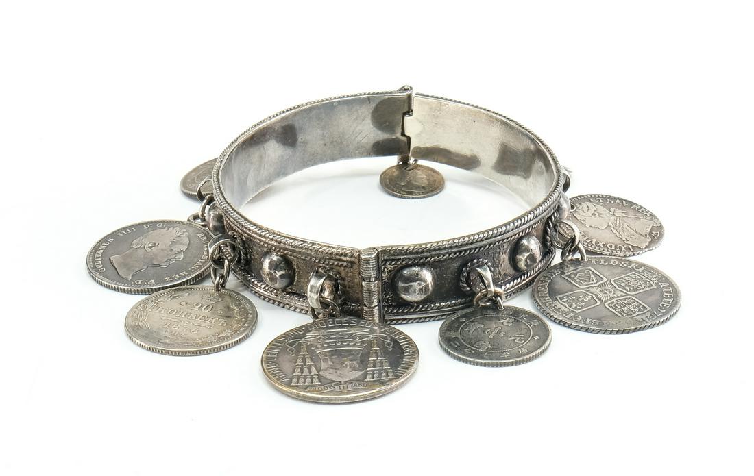 Antique Bedouin Trade Silver Coin Cuff Bracelet (1 of 4)