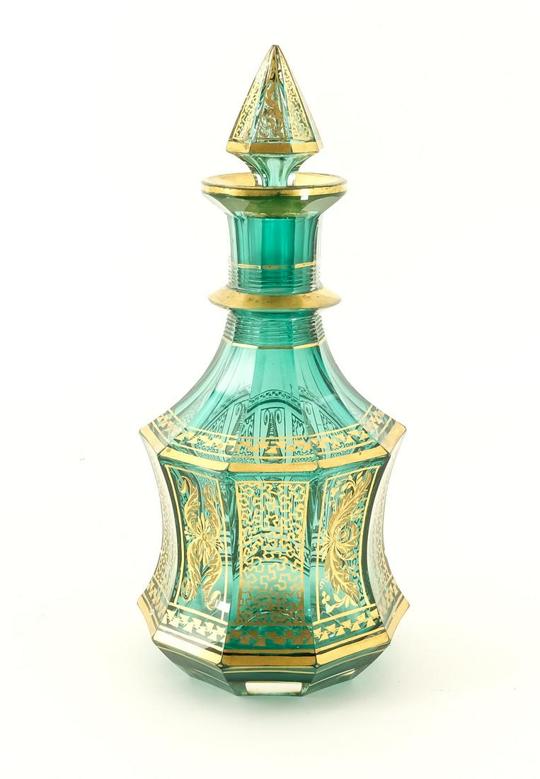 Teal Blue and Gilt Moser Crystal Decanter (1 of 6)