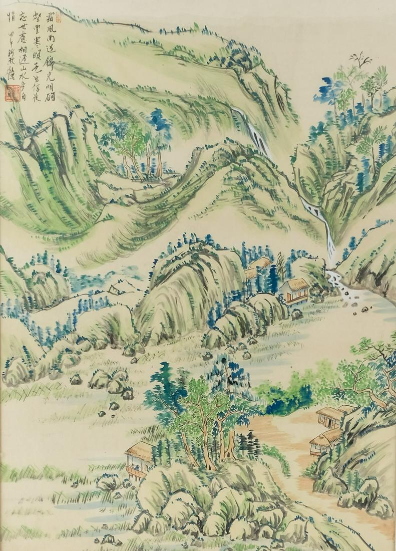 Framed Chinese Scroll Landscape Painting (1 of 7)