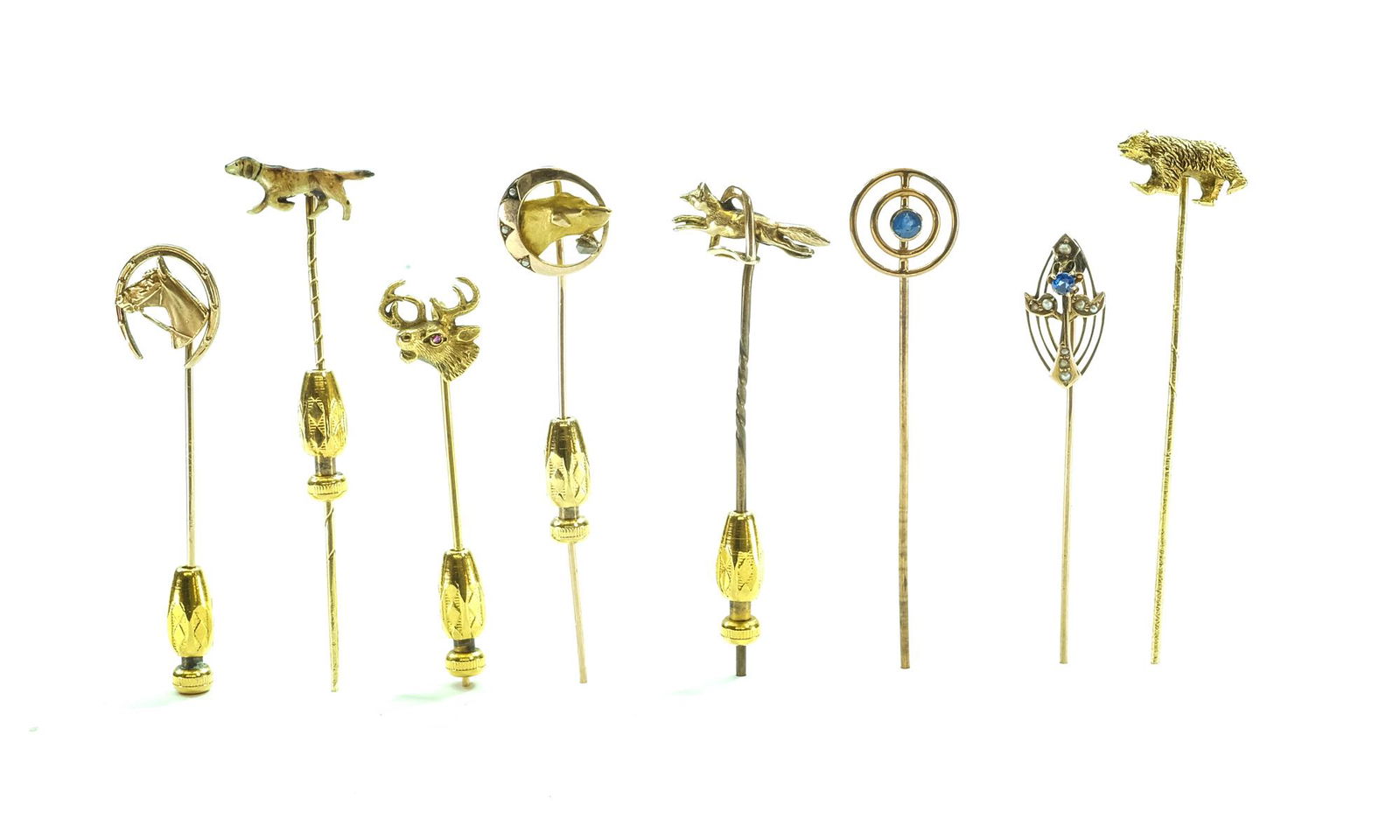 8 Gold Stick Pins - 9K, 10K, 14K, 20K (1 of 6)