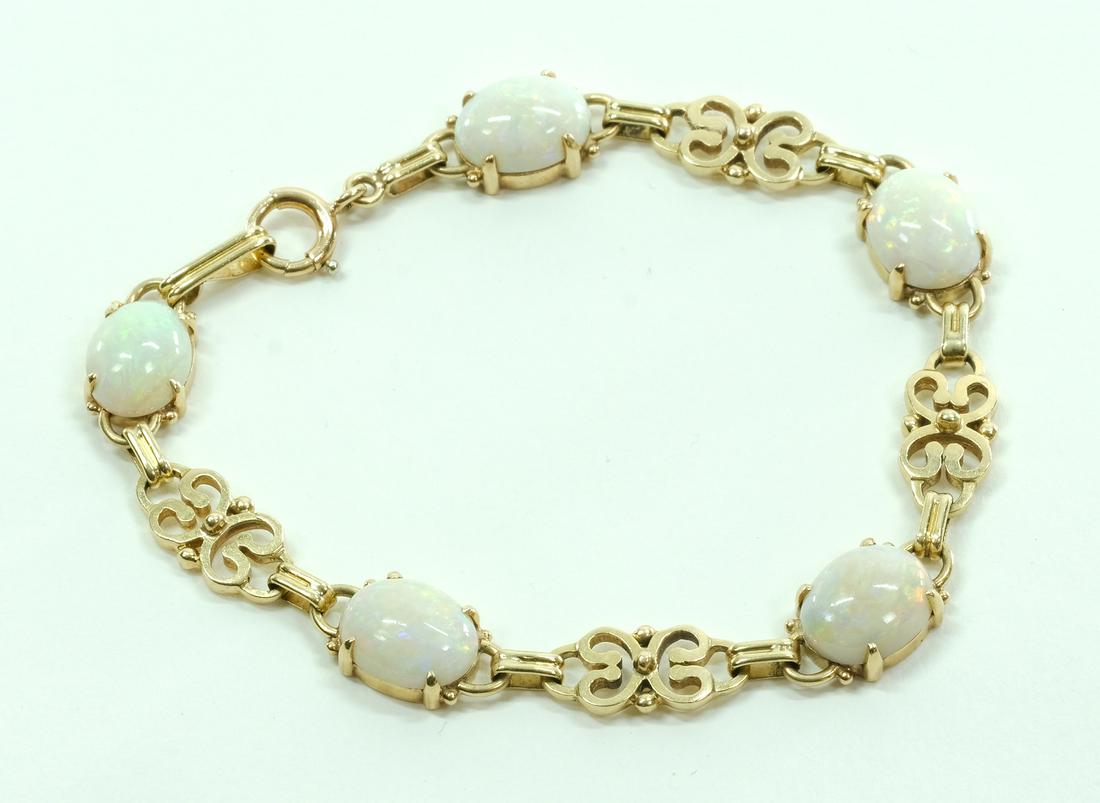14K Yellow Gold and Opal Cabochon Bracelet (1 of 4)