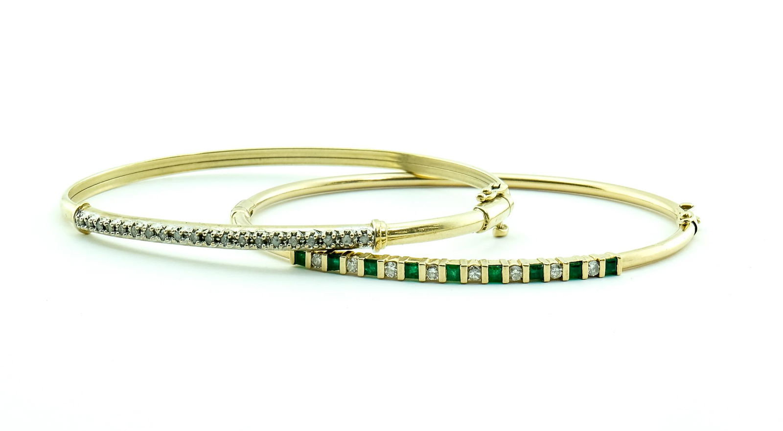 2 Bangle Bracelets - Diamonds, Emeralds (1 of 5)