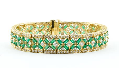 Effy 14K Diamond and Emerald Bracelet