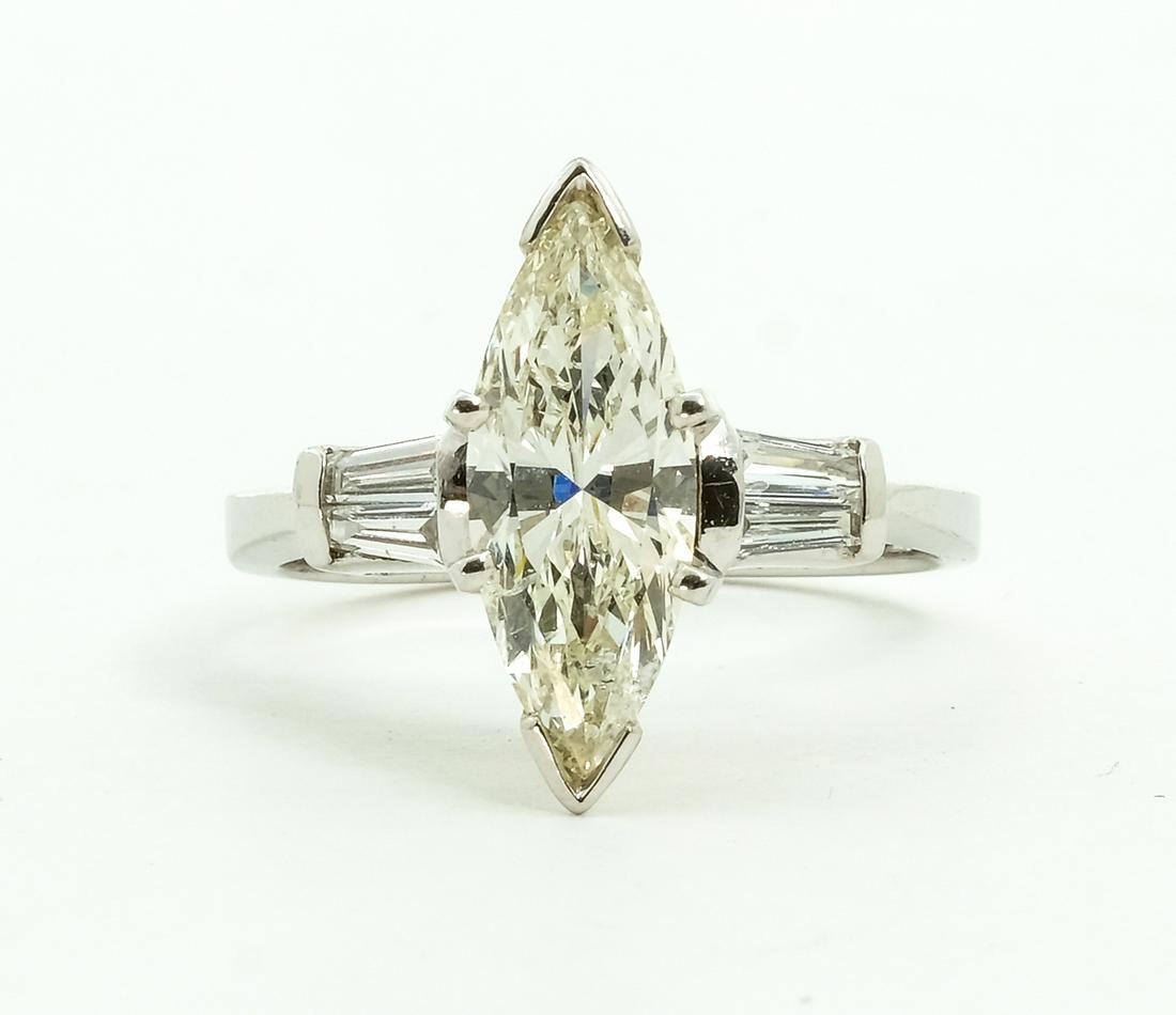14K White Gold and Marquise Cut Diamond Ring (1 of 6)