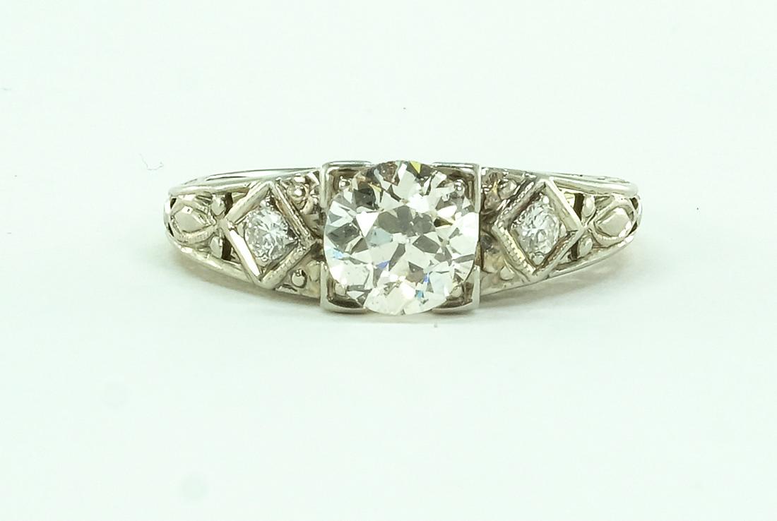 18K Art Deco White Gold Diamond Engagement Ring (1 of 5)