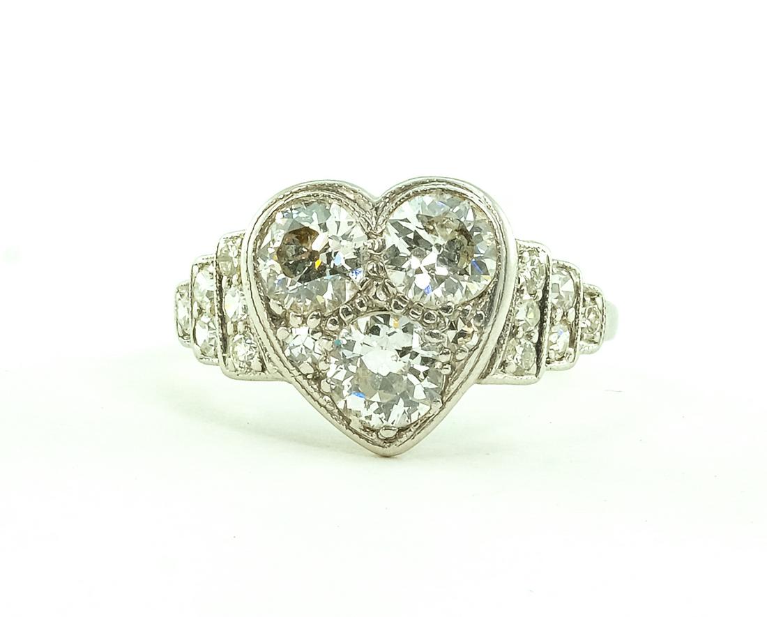 Platinum and Diamond Heart Shaped Ring (1 of 5)