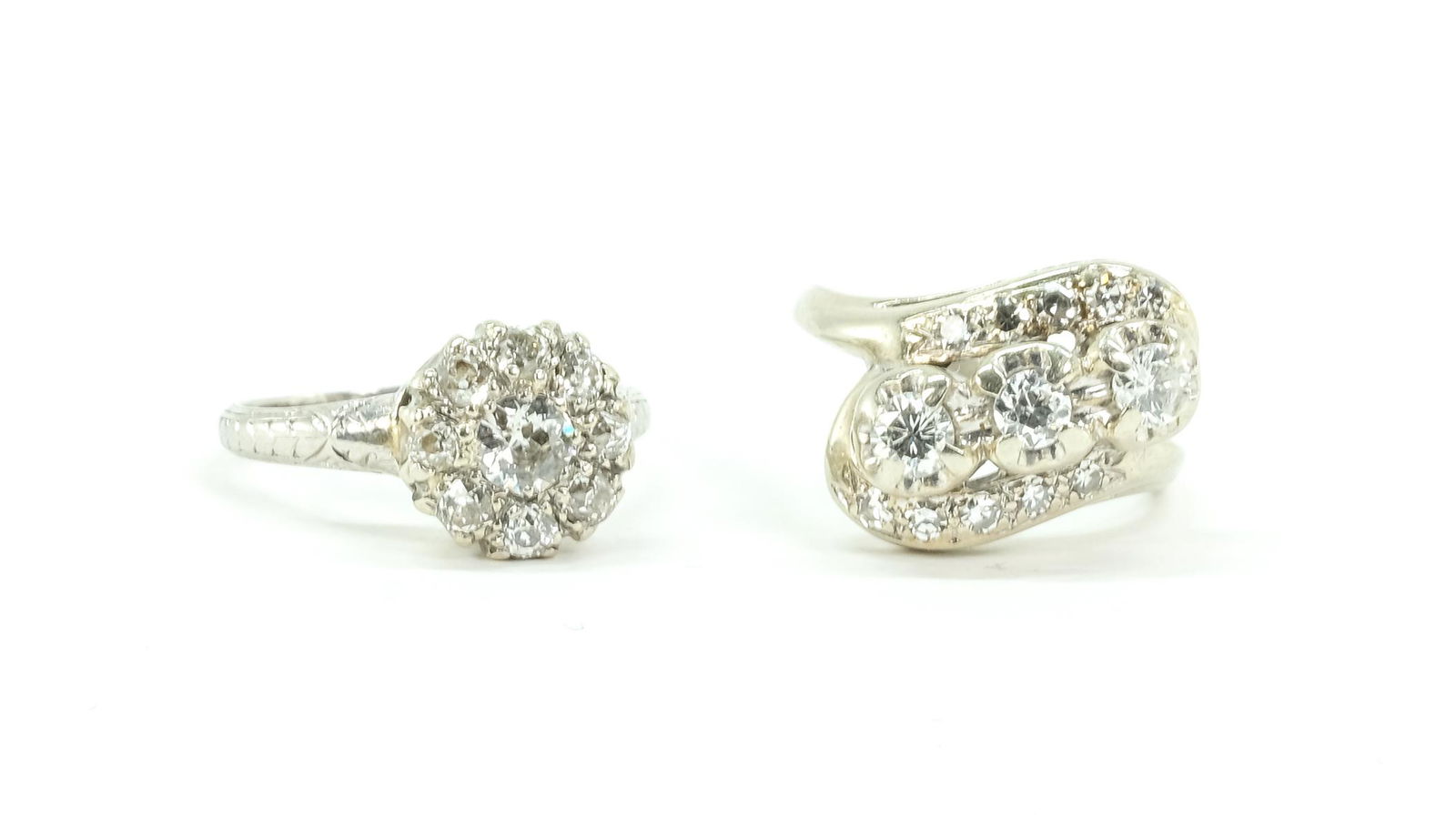 Two Cocktail Rings - 14K, Platinum, Diamond (1 of 7)