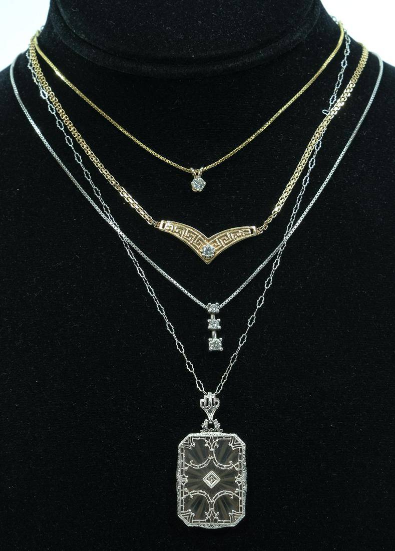 Four 14K Gold Necklaces - Diamonds! (1 of 6)