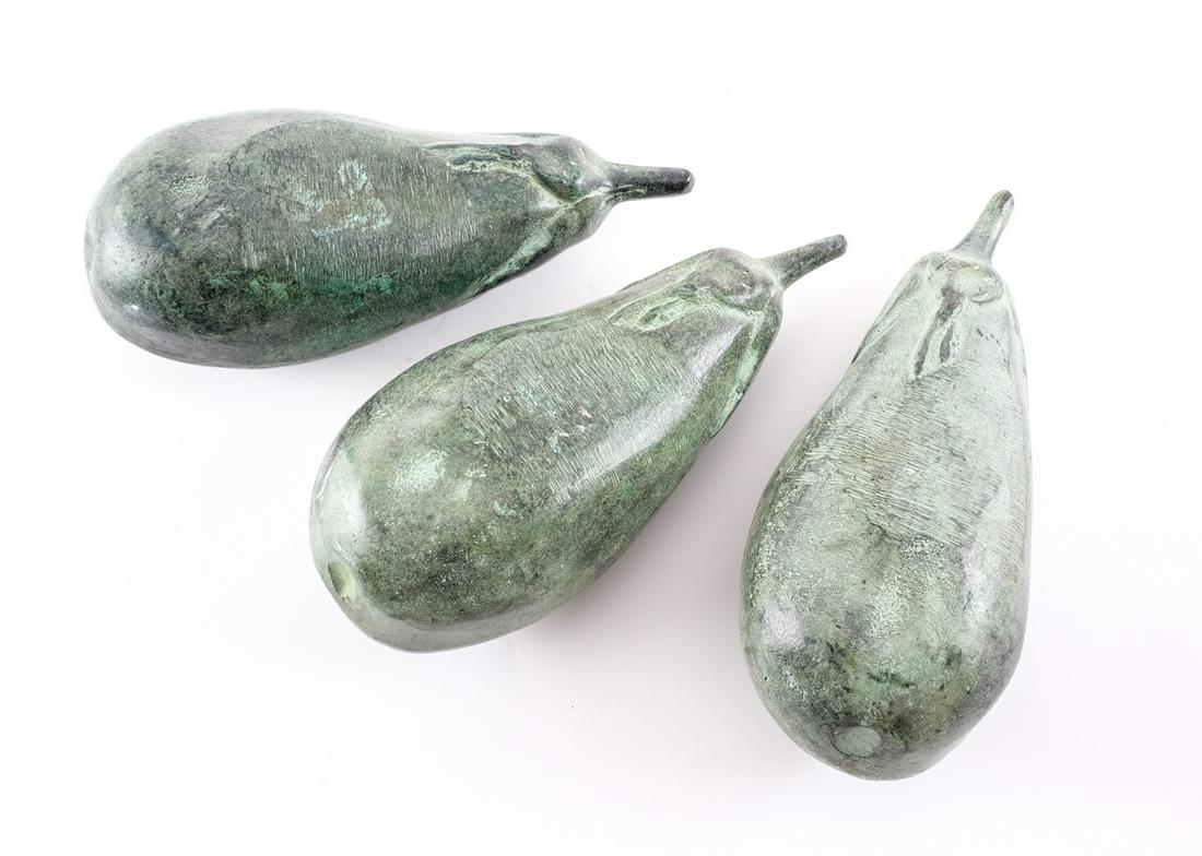 Three Bronzed Eggplant Sculptures (1 of 4)