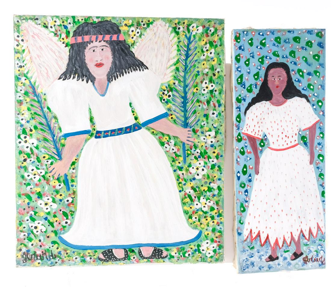 Two Gerard Fortune Paintings - Woman and Angel (1 of 5)