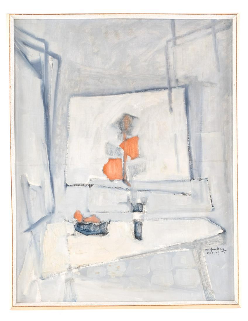 Israeli Modernist Still Life Interior Painting (1 of 5)