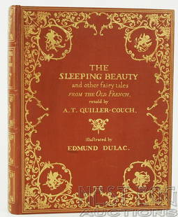 The Sleeping Beauty and Other Fairy Tales: Retold by A.T. Quiller-Couch. Illus. by Edmund Dulac. Hodder & Stoughton: London. No date, but c. 1910. brown pebbled cloth with gilt lettering and decoration on front board and spine. 9" x 11 1/4".