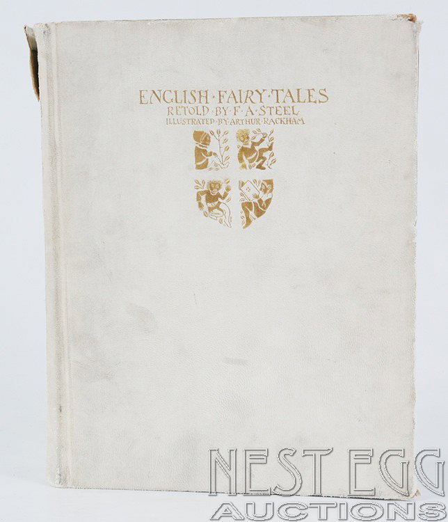 English Fairy Tales. Steel & Rackham: Retold by Flora Annie Steel. Illus. by Arthur Rackham. The Macmillan Co.: New York. 1918. Large Paper Edition Limited to 250 Copies of which this is Number 11. Full white vellum / calfskin with gilt l