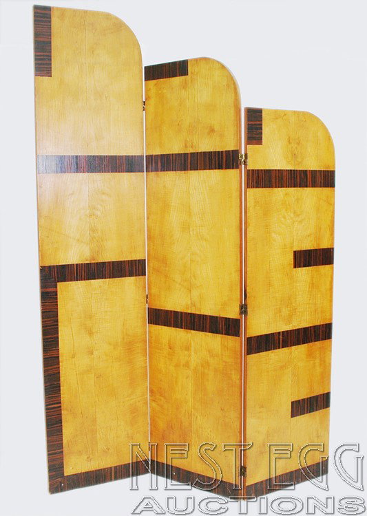 Art Deco Birch and Rosewood Privacy Screen: overall good, 84" x 60"
