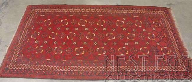 Semi-Antique Oriental throw rug: 45" x 84", some wear