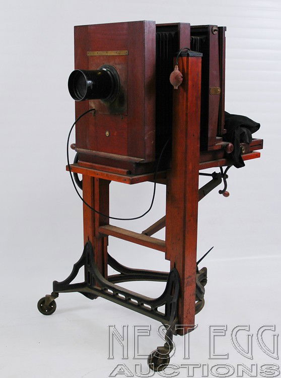 11X14 Century View Camera No. 8: Semi-Centennial No. 2 Stand, Circa 1910, with Steinhiel Munchen Anastigmat cassar 1:4.8f = 50 CM No. 164567 4.5" Lens, Packard Ideal Shutter, overall measurements: 57" T x 37" D x 32" W, Bellows need