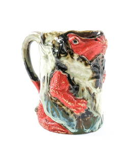 Sumida Gawa Pottery Frog Pitcher: Sumida Gawa pottery frog pitcher. Japanese, 19th century. Good condition, minor wear on surface - partial red paint loss. 5 3/8" tall.Keywords: Japan, Meiji, fancy, decor, decoration, ceramic, art