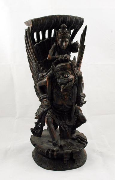 Balinese Carved wood figure: Signed A.A.ALIT. DHITA GUANG BALI, 14" Tall, small piece missing from top of beak, and top of figures head