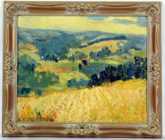 Clarence Erasmus Shepard (1869 - 1949): Landscape, Oil on Board, Dated 1940, Signed LL, identified illegibly on back of frame, Painting measures 16" x 13"