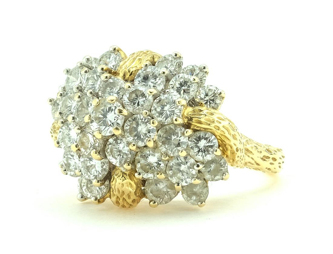 14K & Multi Diamond Faux Bois Cocktail Ring (1 of 7)