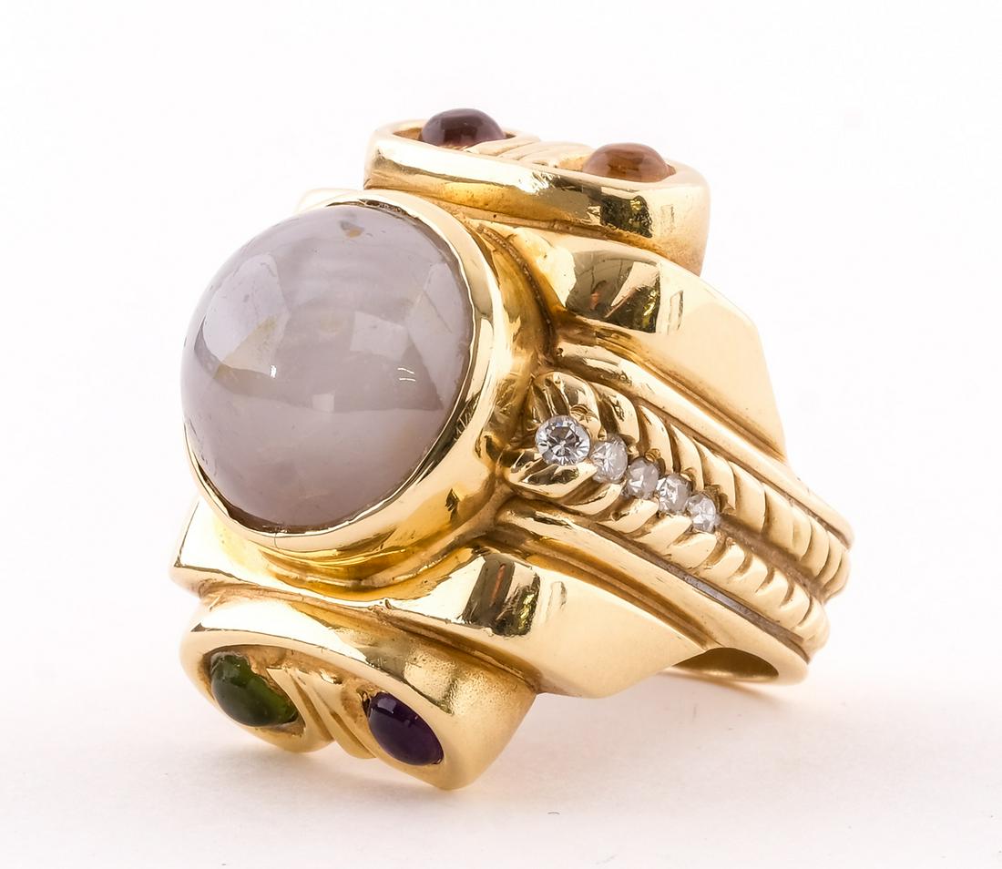 14K Gold & Multi Gemstone Cocktail Ring (1 of 6)