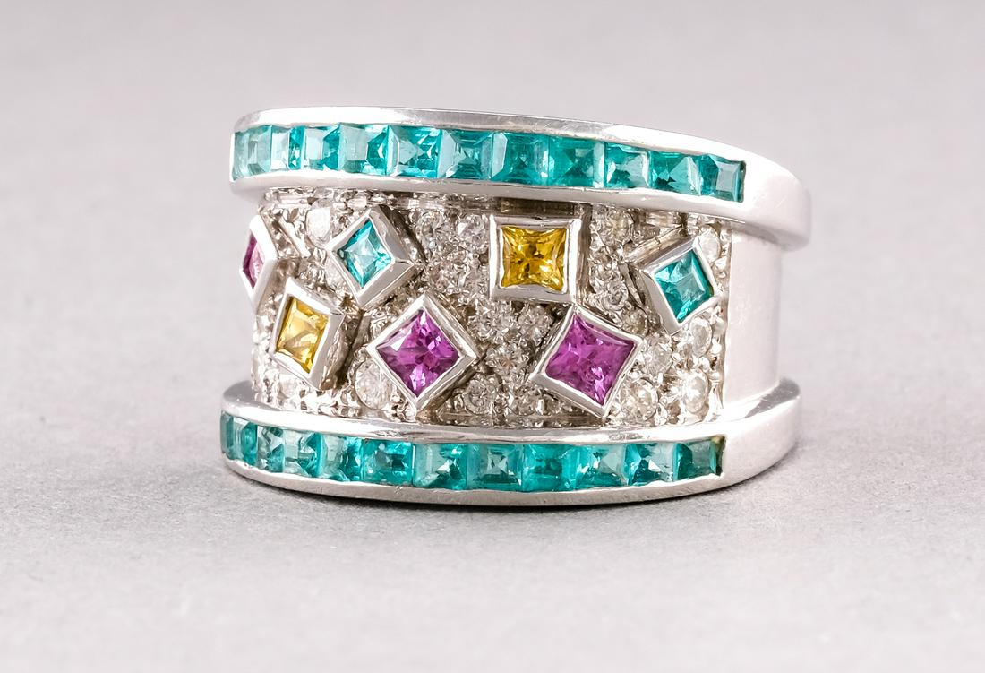 Platinum, Diamond, & Gemstone Ring (1 of 5)