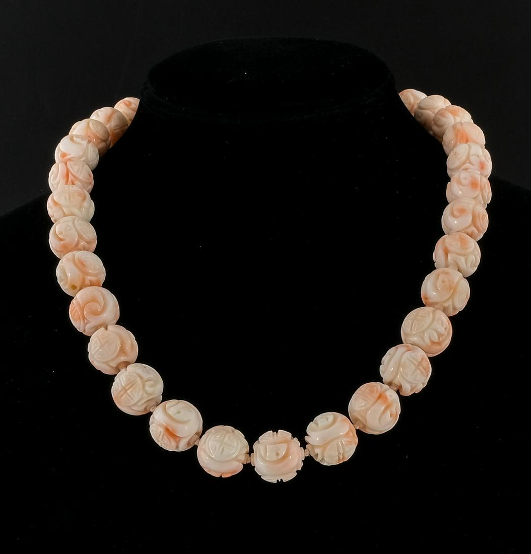 Chinese Coral & 14K Gold Necklace (1 of 4)