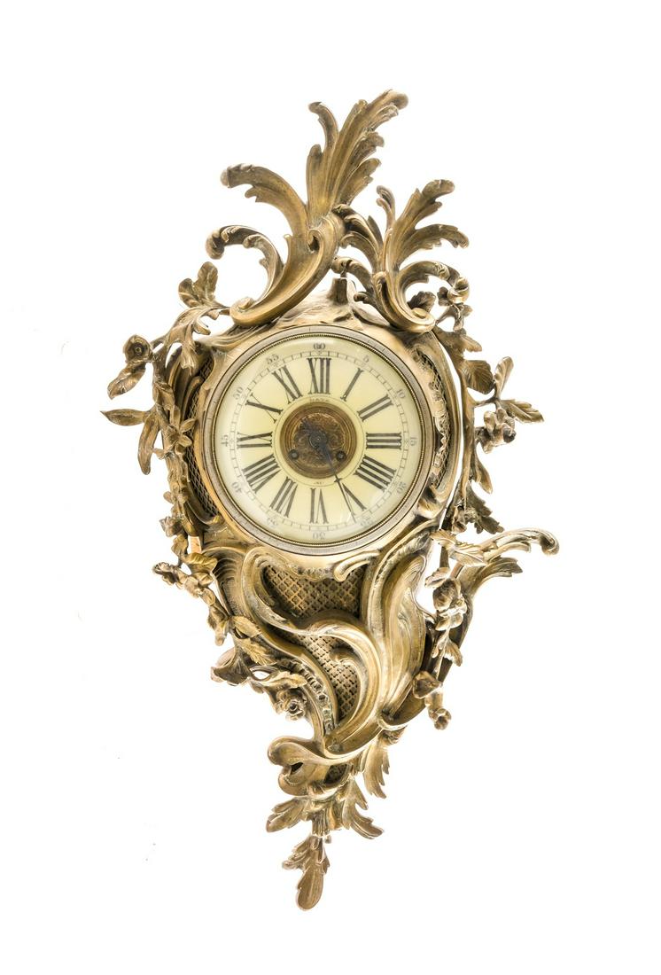 Antique Rococo French Brass Wall Clock (1 of 8)