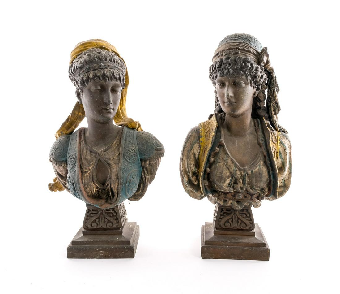 Pair of Orientalist Cast Metal Busts of Women (1 of 7)