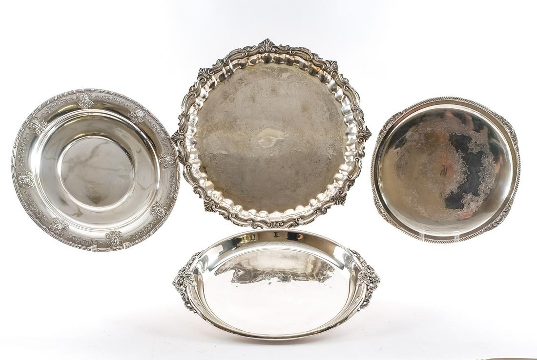 Four Silverplate Serving Trays / Chargers (1 of 5)