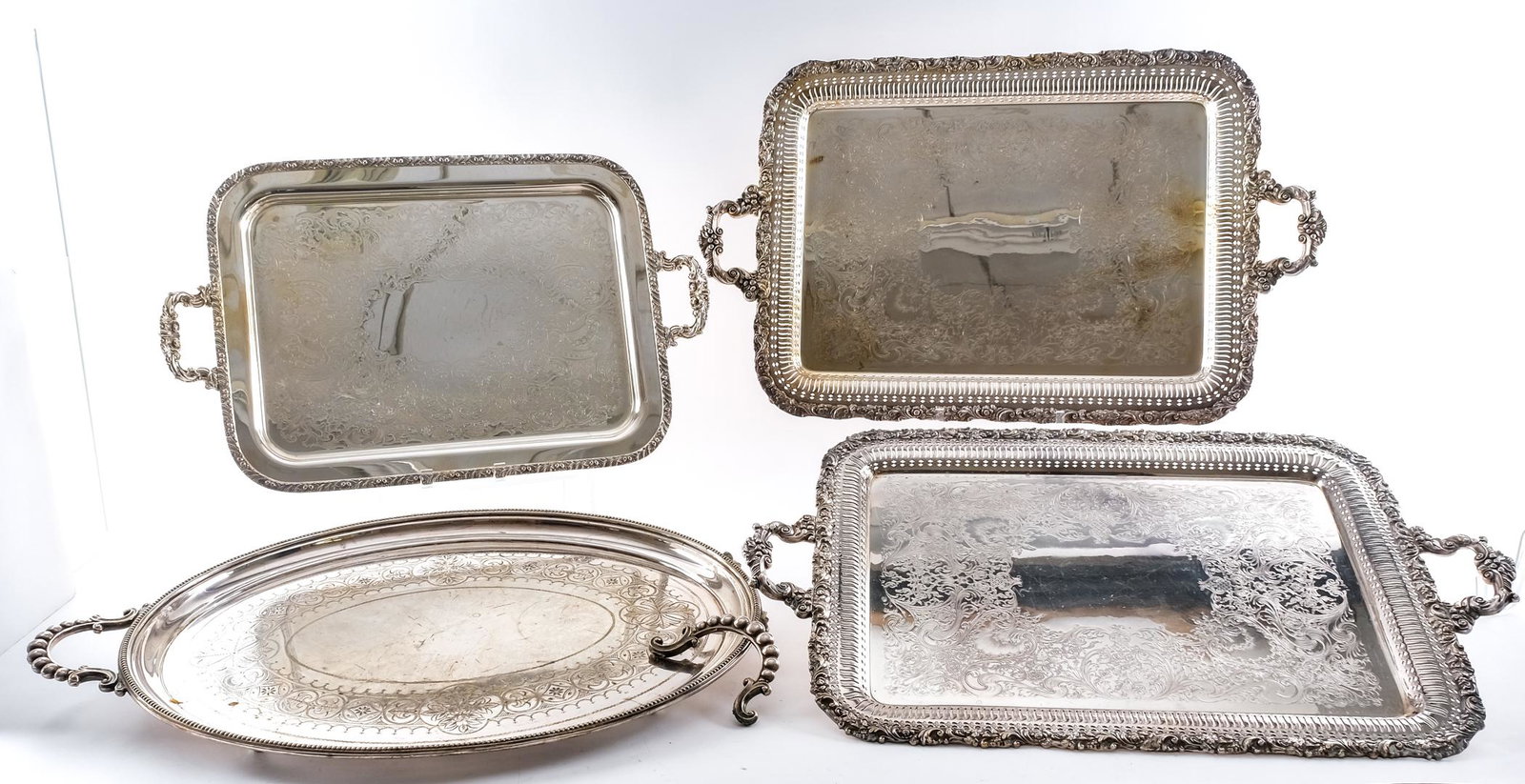 4 Large Silverplate Serving Trays (1 of 5)