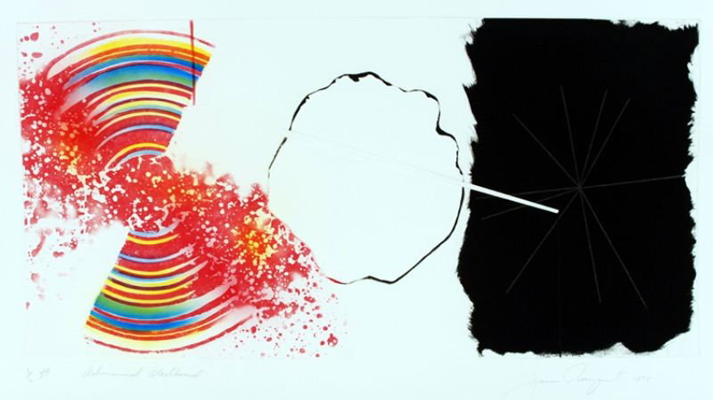 James Rosenquist: "Astronomical Blackboard": Color Lithograph, 6/6 Printers Proof, Pencil Signed, 1978, Overall Measurement: 23" x 40" Excellent Condition