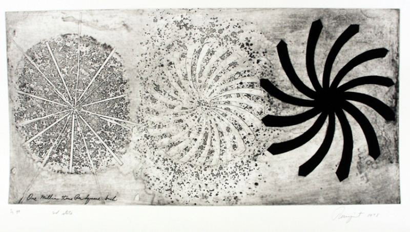 James Rosenquist Lithograph: "One million tons per square inch" second state, 2/3 Printers proof, Pencil Signed 1978, Impressed "CML" Camel Mark, overall measurement: 23" x 40" excellent condition