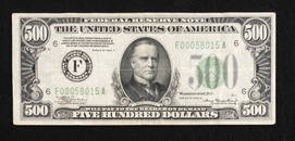 Series of 1934 A $500 Bill - McKinley