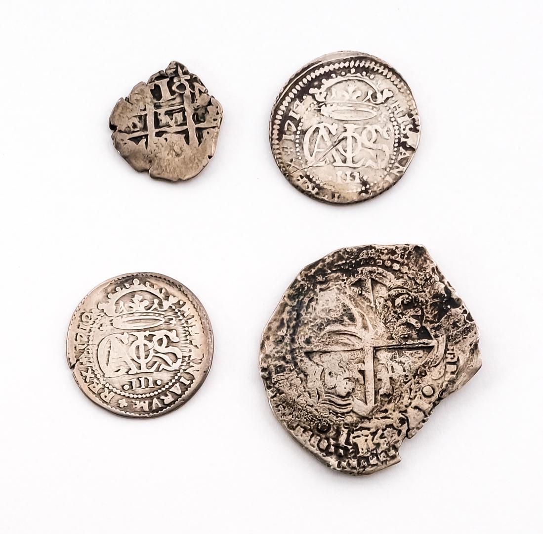 4 Spanish Colonial Silver Coins - Pirate Treasure (1 of 6)