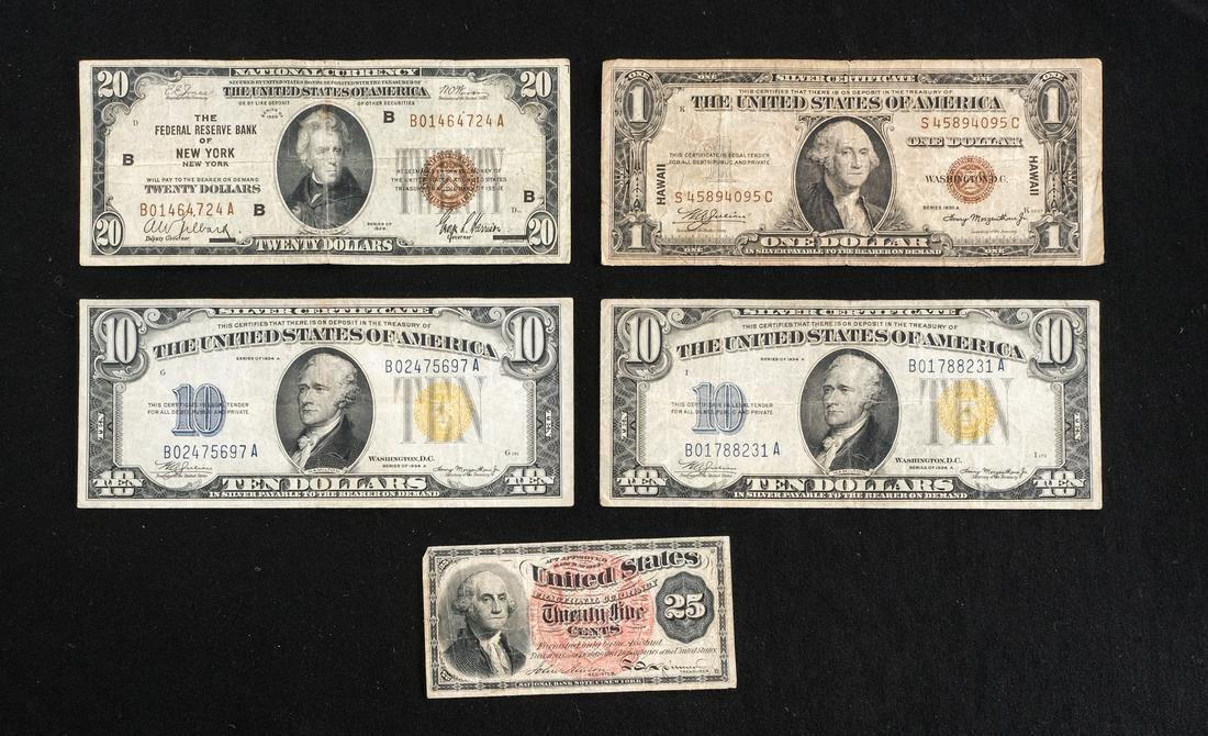 5 pcs - Rare U.S. Paper Currency (1 of 5)