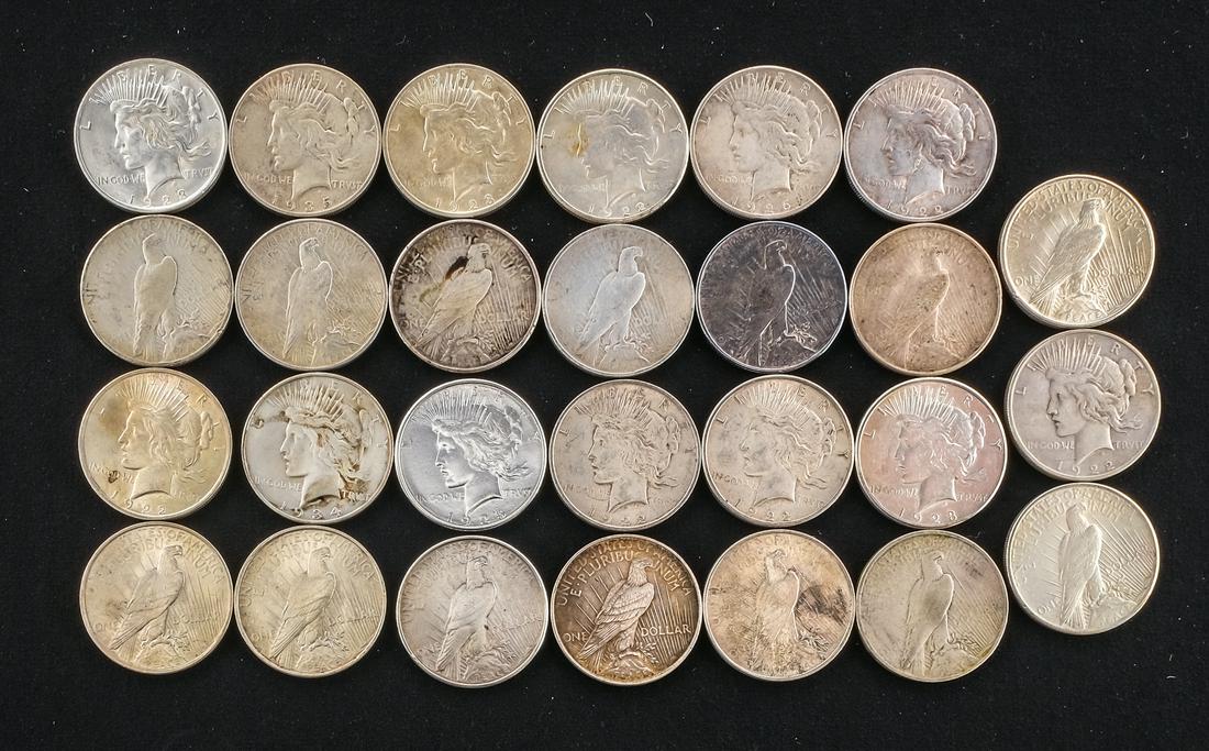 Collection of 27 Peace Silver Dollars (1 of 5)
