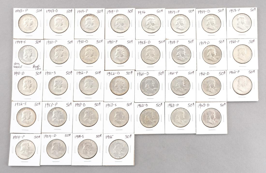 Full Set of Uncirculated Franklin Half Dollars (1 of 7)