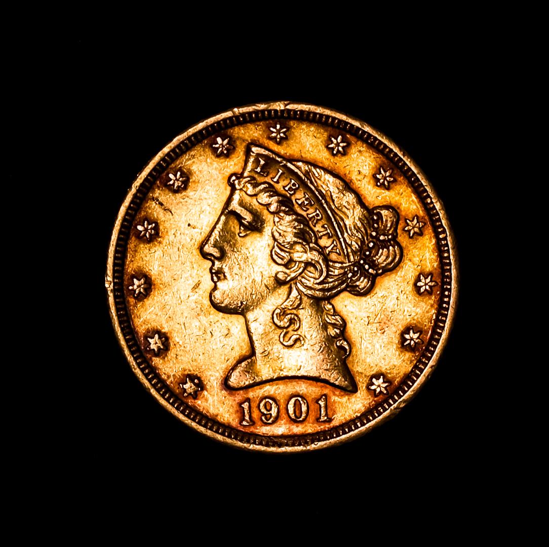 1901-S $5 Liberty Head Half Eagle Gold Coin (1 of 4)