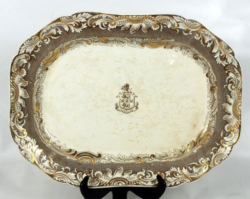 Copeland & Garrett Late Spode pottery platter tray: Ironstone with Crest "Endeavor" excellent condition, large size: 21" x 15.5"