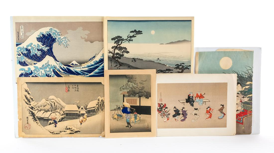 6 Japanese Ukiyo-e Prints - Hokusai (1 of 5)